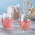 Personalized clear stemless wine glasses